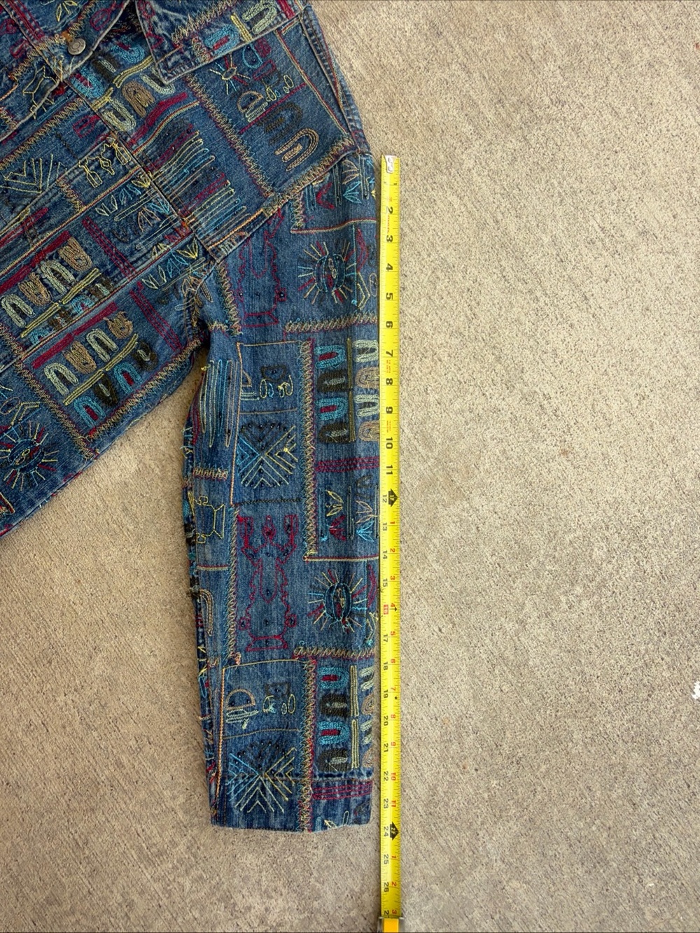 Chico's Multicolor Embroidered Tribal Blue Denim Jacket Size 3/ XL? - Picture 14 of 16